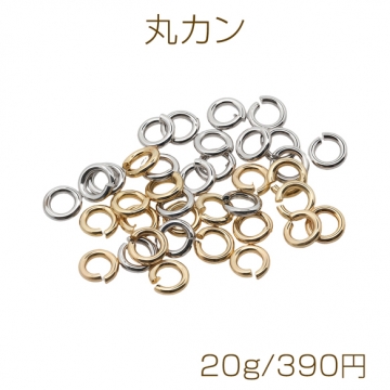 丸カン ゴールド（16KGP）/ロジウム マルカン 接続金具 銅製 約1×5mm（20g）
