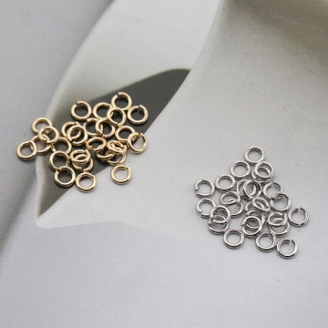 丸カン ゴールド（16KGP）/ロジウム マルカン 接続金具 銅製 約0.8×4mm（20g）