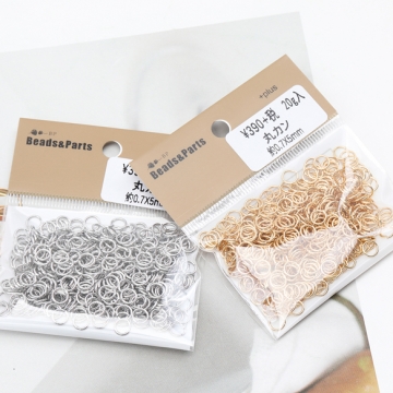 丸カン ゴールド（16KGP）/ロジウム マルカン 接続金具 銅製 約0.7×5mm（20g）