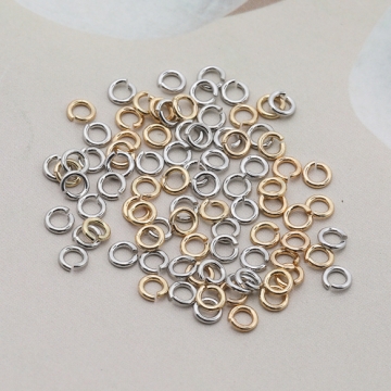 丸カン ゴールド（16KGP）/ロジウム マルカン 接続金具 銅製 約0.7×3.5mm（20g）
