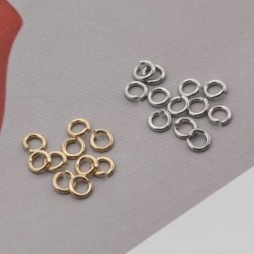丸カン ゴールド（16KGP）/ロジウム マルカン 接続金具 銅製 約0.6×3mm（20g）