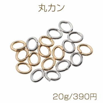 Cカン ゴールド（16KGP）/ロジウム 楕円マルカン 接続金具 銅製 約1×5×7mm（20g）