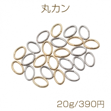 Cカン ゴールド（16KGP）/ロジウム 楕円マルカン 接続金具 銅製 約1×5×6mm（20g）