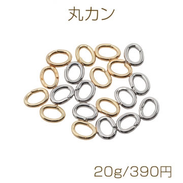 Cカン ゴールド（16KGP）/ロジウム 楕円マルカン 接続金具 銅製 約0.6×3×4mm（20g）