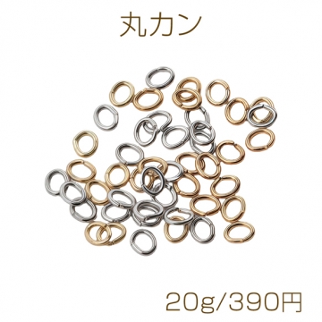 Cカン ゴールド（16KGP）/ロジウム 楕円マルカン 接続金具 銅製 約0.5×2.5×3mm（20g）