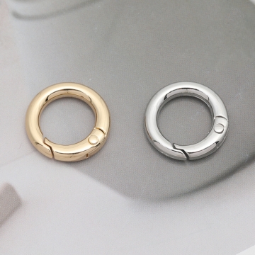 丸型カラビナ ラウンド ゴールド（16KGP）/ロジウム キーリング キーホルダー金具 約3.5×20mm（1ヶ）