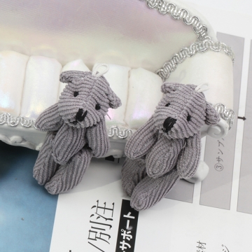 くまチャーム グレー テディベア ミニチュア ぬいぐるみ 紐付き キーホルダー 約28×61mm（1ヶ）