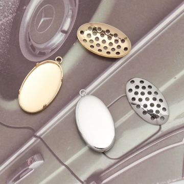 シャワー金具 オーバル型 銅製 ネックレス金具 シャワー台 約13×23mm（1セット）