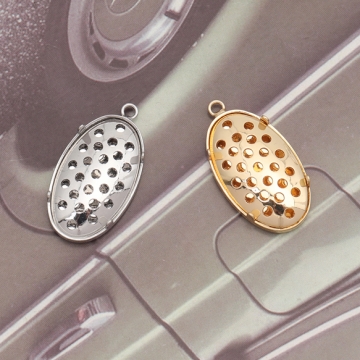 シャワー金具 オーバル型 銅製 ネックレス金具 シャワー台 約13×23mm（1セット）